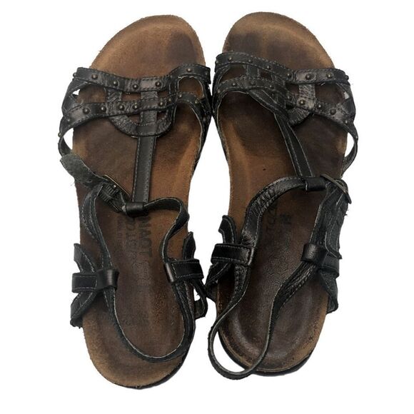 Naot Leather Cork Wedge Strappy Sandals Brown Size 36 / 5 1/2 - Picture 2 of 8